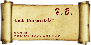Hack Bereniké névjegykártya